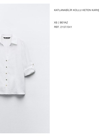 Zara Beyaz Keten Karışımlı Kadın Gömlek