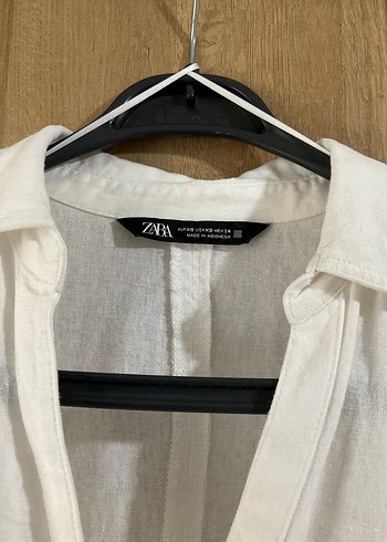 Beyaz Keten Karışımlı Kadın Gömlek - Görsel 5