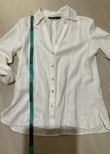 Beyaz Keten Karışımlı Kadın Gömlek - Görsel 8