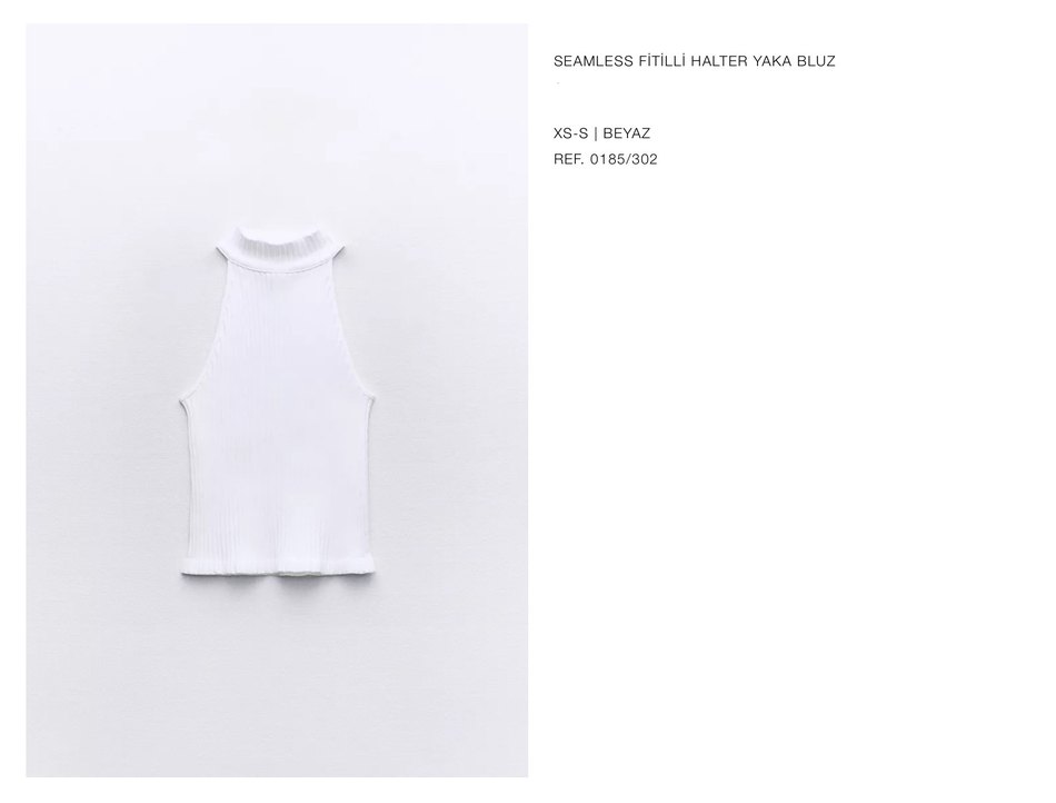 ZARA Beyaz Yarım Balıkçı Yaka Kolsuz BLUZ - Görsel 2