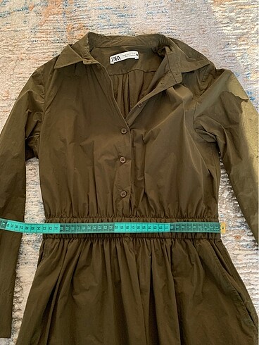 Zara ZARA HAKİ MİDİ GÖMLEK ELBİSE