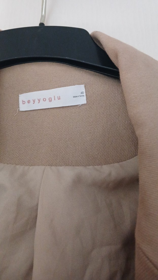 Bej Keten Düğmeli Kadın Blazer Ceket - Görsel 2