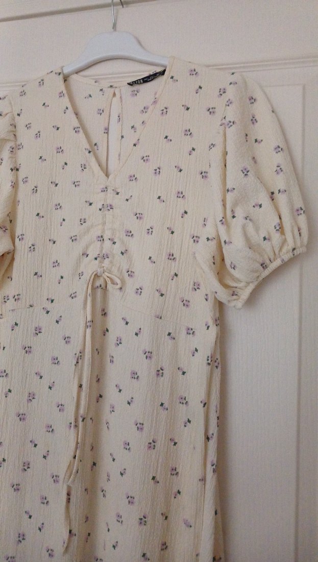 Bej V Yaka Bohem Uzun Elbise - Görsel 3