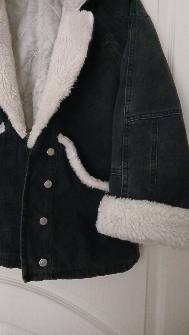 Kürklü Siyah Süet Kadın Ceket - Görsel 3