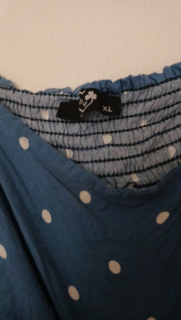 Mavi Puantiyeli Uzun Denim Elbise - Görsel 2