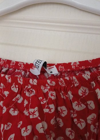 Renkli Kırmızı Bağlama Desenli Bohem Bluz - Görsel 2