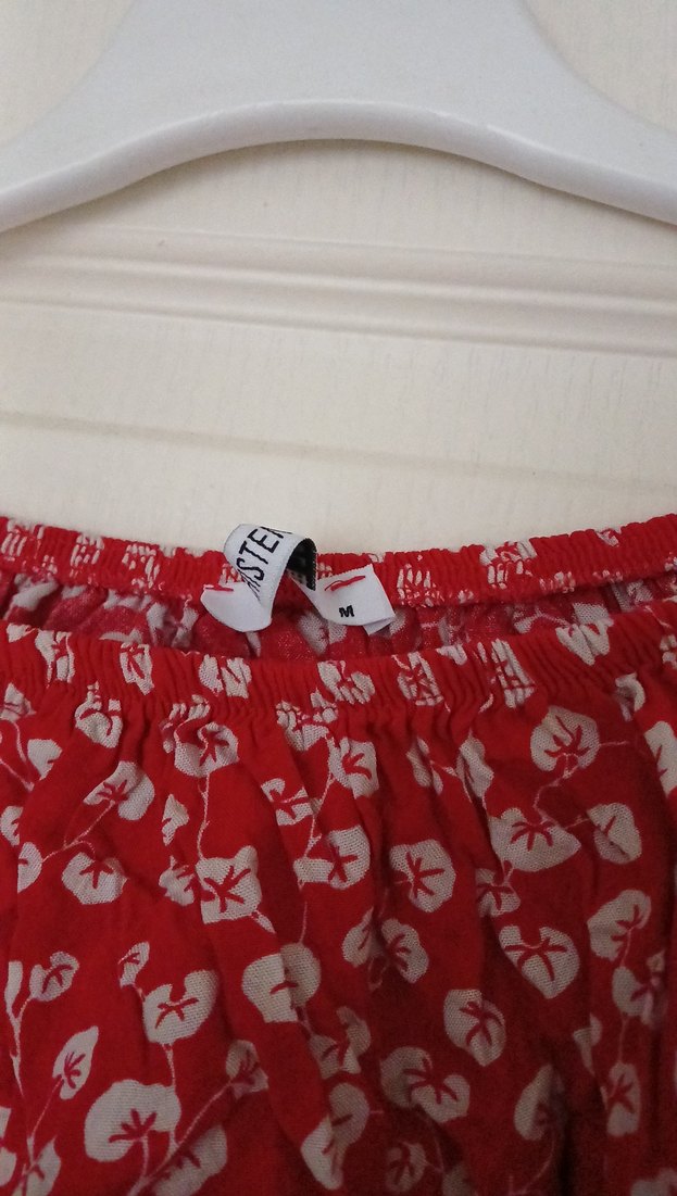 Renkli Kırmızı Bağlama Desenli Bohem Bluz - Görsel 2