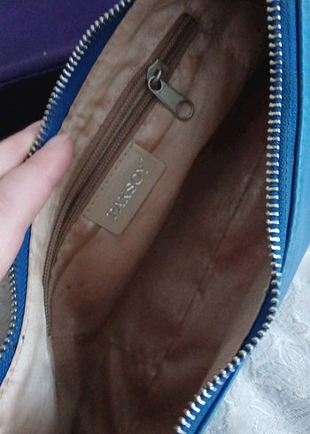 Mor Süet Fermuarlı Klasik Kadın Çantası - Görsel 2