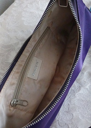 Mor Süet Fermuarlı Klasik Kadın Çantası - Görsel 3