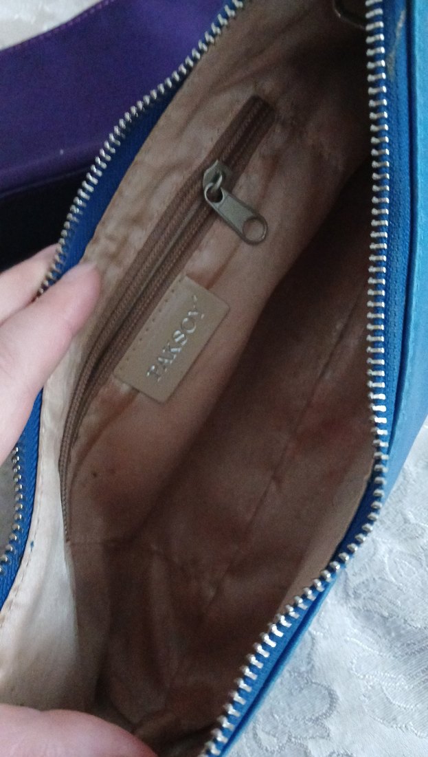 Mor Süet Fermuarlı Klasik Kadın Çantası - Görsel 2