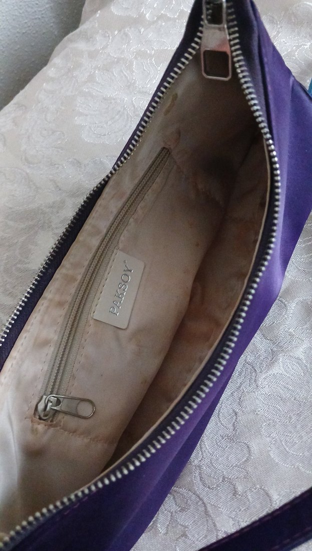 Mor Süet Fermuarlı Klasik Kadın Çantası - Görsel 3