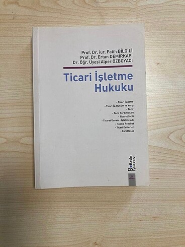 Ticari İşletme Hukuku Bilgili/Demirkapı