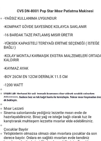 Cvs Mısır patlatma Makinesi