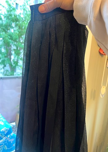 Piliseli Siyah Midi Etek - Görsel 7