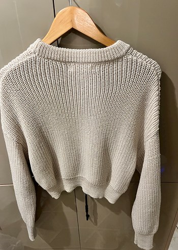 merserize Bisiklet Yaka Bej Triko Kadın Kazak - Görsel 4