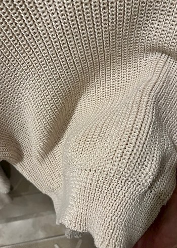 merserize Bisiklet Yaka Bej Triko Kadın Kazak - Görsel 3