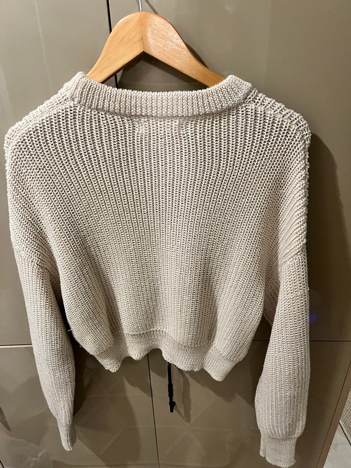 merserize Bisiklet Yaka Bej Triko Kadın Kazak - Görsel 4