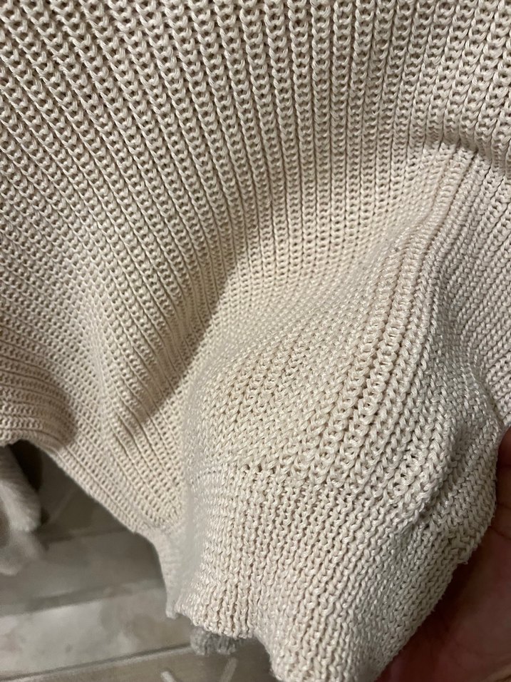 merserize Bisiklet Yaka Bej Triko Kadın Kazak - Görsel 3