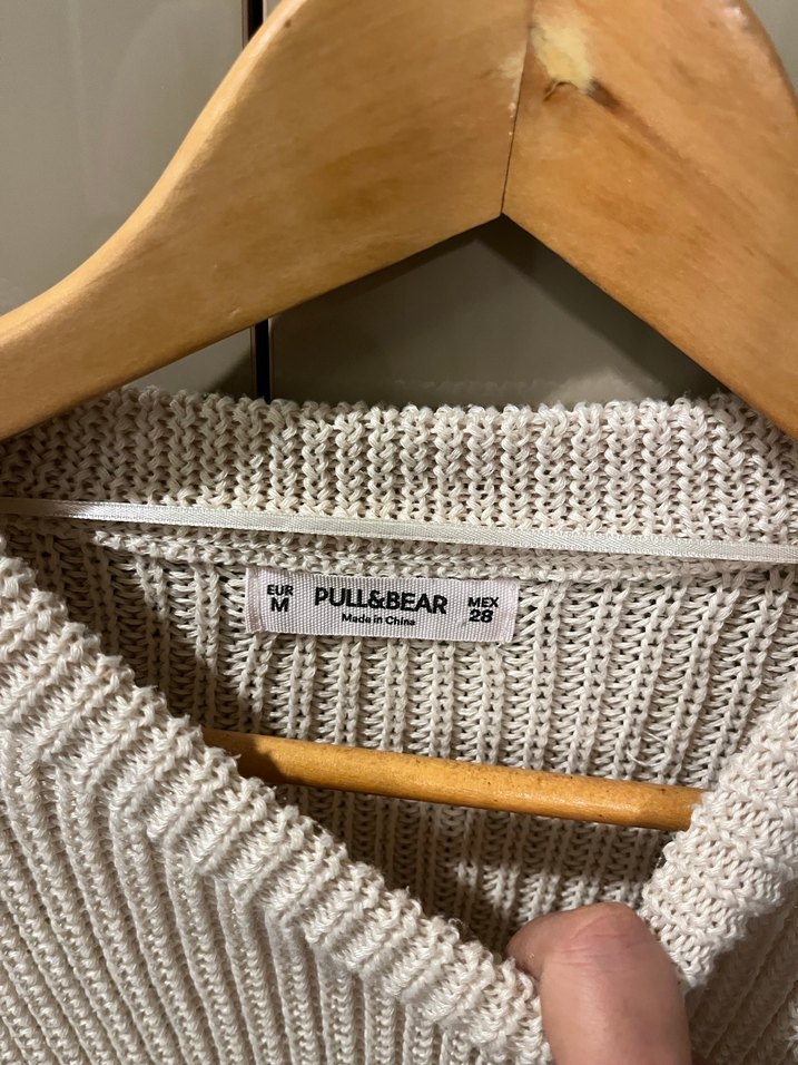 merserize Bisiklet Yaka Bej Triko Kadın Kazak - Görsel 2