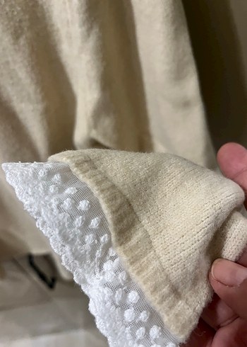 Bej Yüksek Yaka Örgü Kadın Kazak - Görsel 3