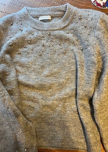 Gri Kadın Triko Bisiklet Yaka Kazak - Görsel 10