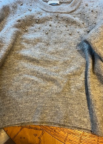 Gri Kadın Triko Bisiklet Yaka Kazak - Görsel 2