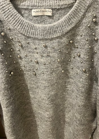 Gri Kadın Triko Bisiklet Yaka Kazak - Görsel 6