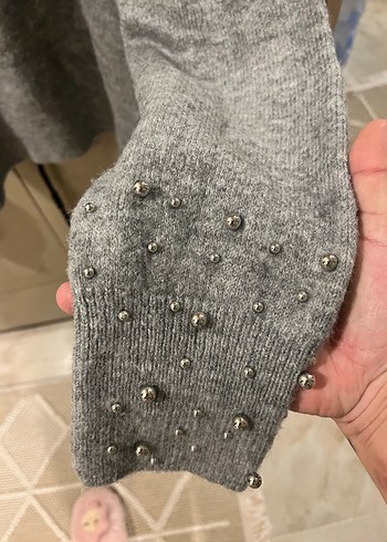 Gri Kadın Triko Bisiklet Yaka Kazak - Görsel 7