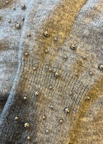 Gri Kadın Triko Bisiklet Yaka Kazak - Görsel 8