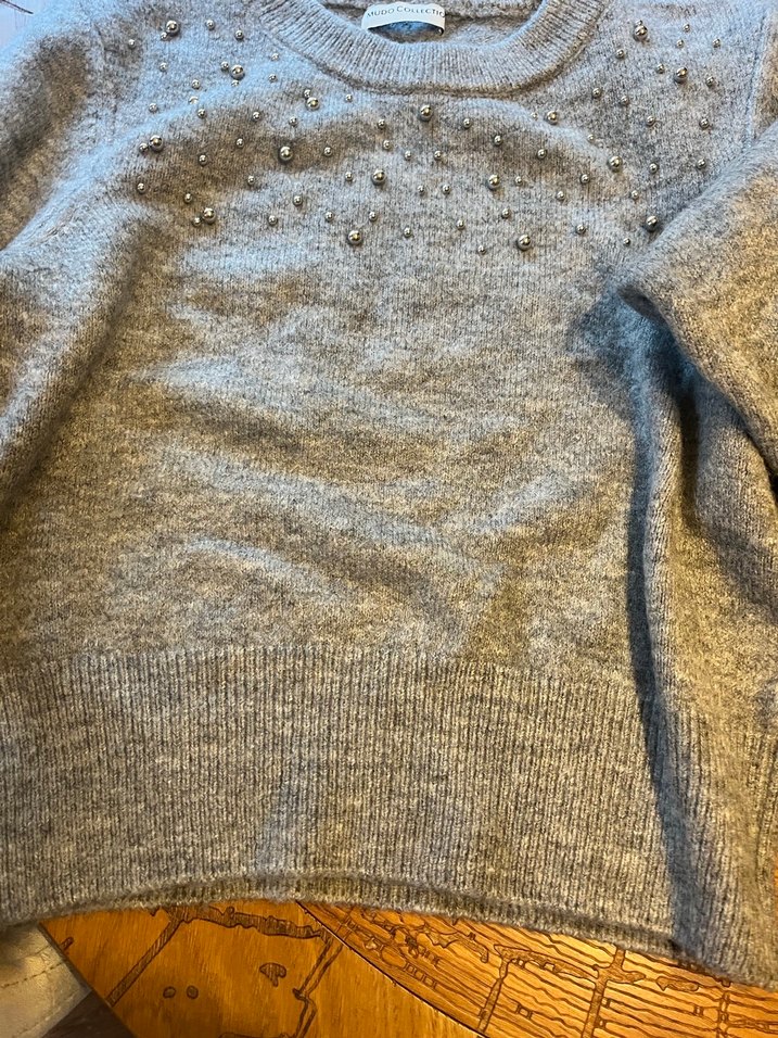 Gri Kadın Triko Bisiklet Yaka Kazak - Görsel 2