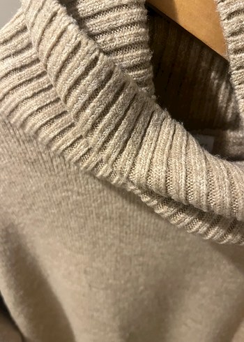 Bej Kadın Boğazlı Triko Kazak - Görsel 6