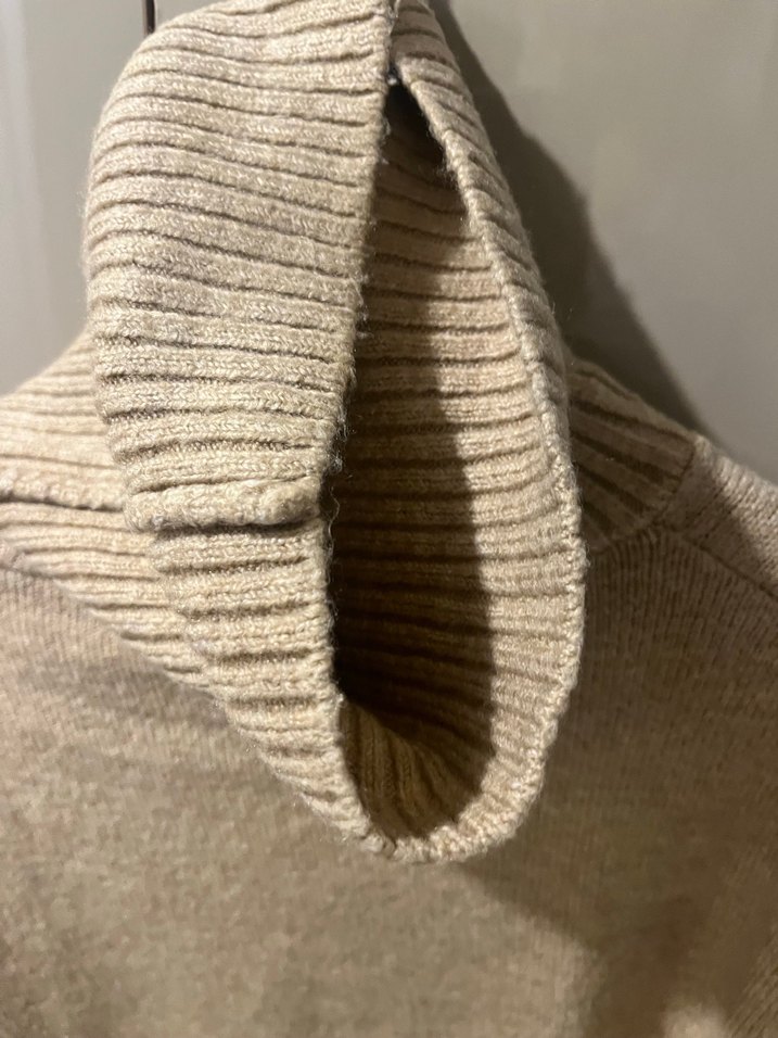 Bej Kadın Boğazlı Triko Kazak - Görsel 3