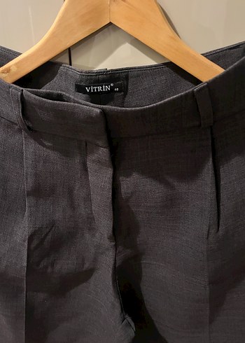 Gri Büzgülü Kadın Kumaş Pantolon - Görsel 2