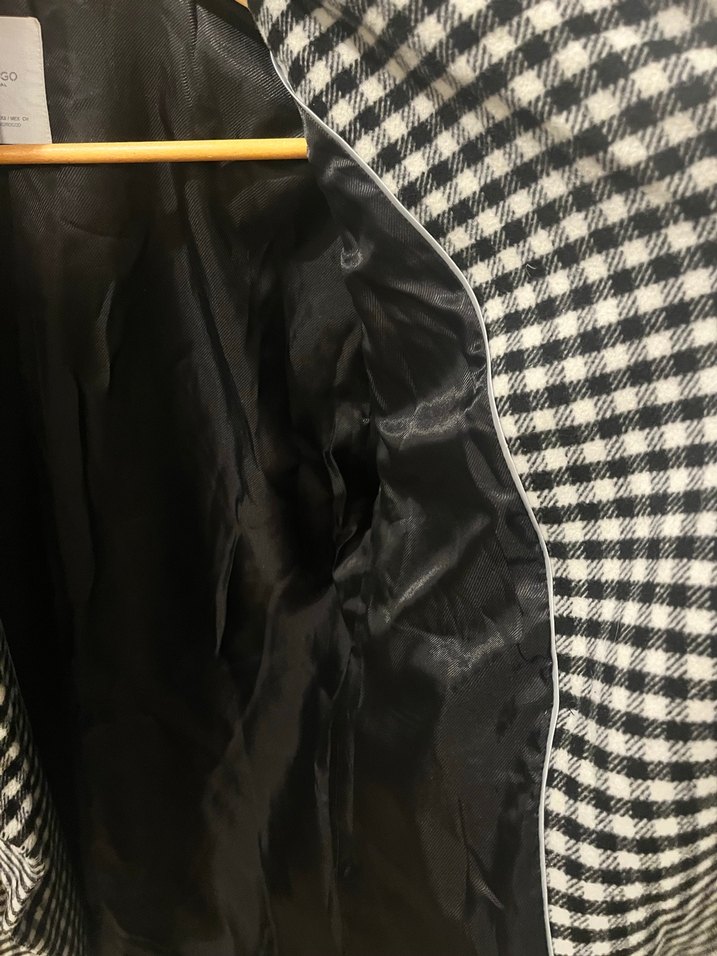 Düğmeli Gri Kareli Midi Kadın Kaban - Görsel 4