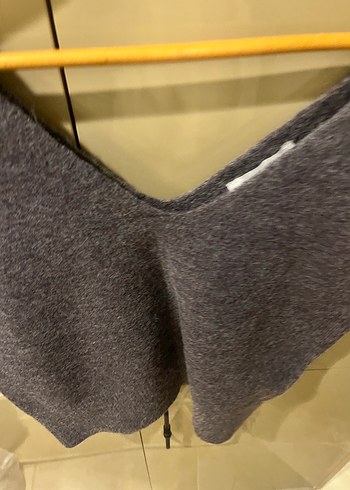 Beyaz ve gri V Yaka Örgü Kadın Süveter 2 adet - Görsel 5