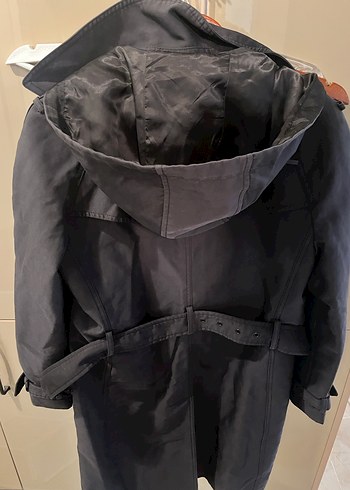 siyah Midi Düğmeli Kadın Trençkot - Görsel 3