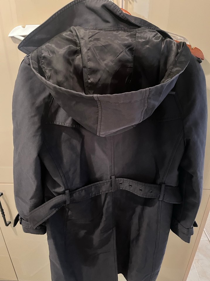 siyah Midi Düğmeli Kadın Trençkot - Görsel 3