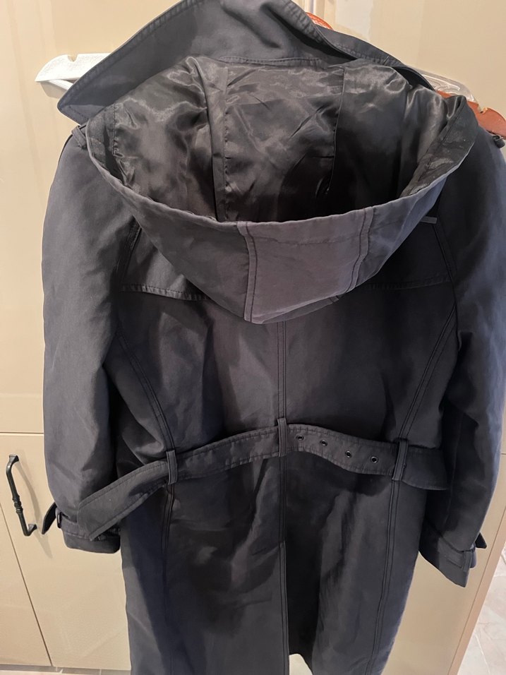 siyah Midi Düğmeli Kadın Trençkot - Görsel 2