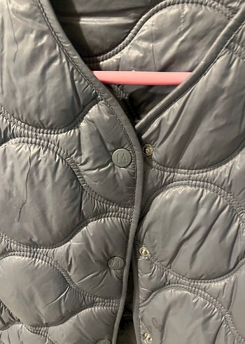 Gri Düğmeli Kadın Midi Ceket - Görsel 3