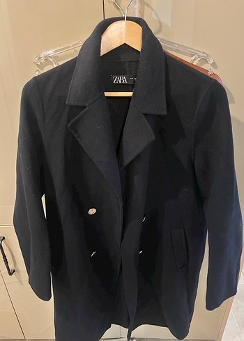 Lacivert Düğmeli kadın kaşe palto - Görsel 2