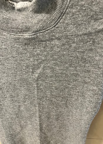 Gri Kısa Kollu Yüksek Yakalı Kadın elbise - Görsel 5