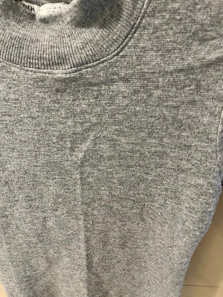 Gri Kısa Kollu Yüksek Yakalı Kadın elbise - Görsel 5