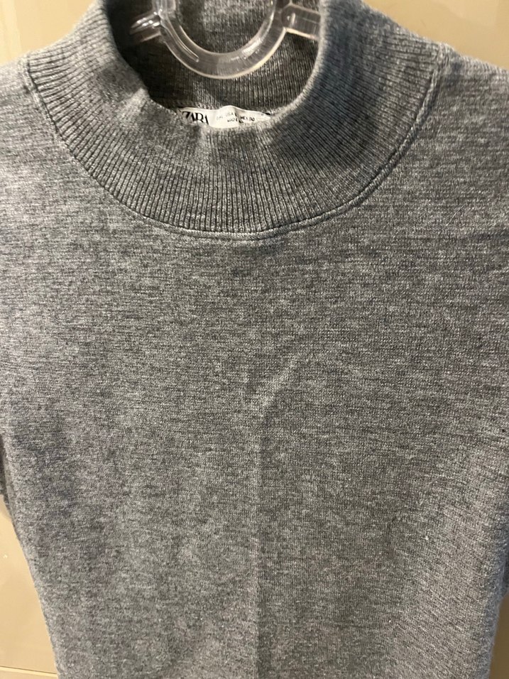 Gri Kısa Kollu Yüksek Yakalı Kadın elbise - Görsel 4