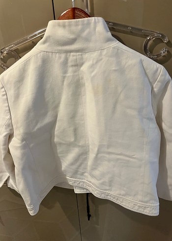 Düğmeli Beyaz Kadın crop Ceket - Görsel 5