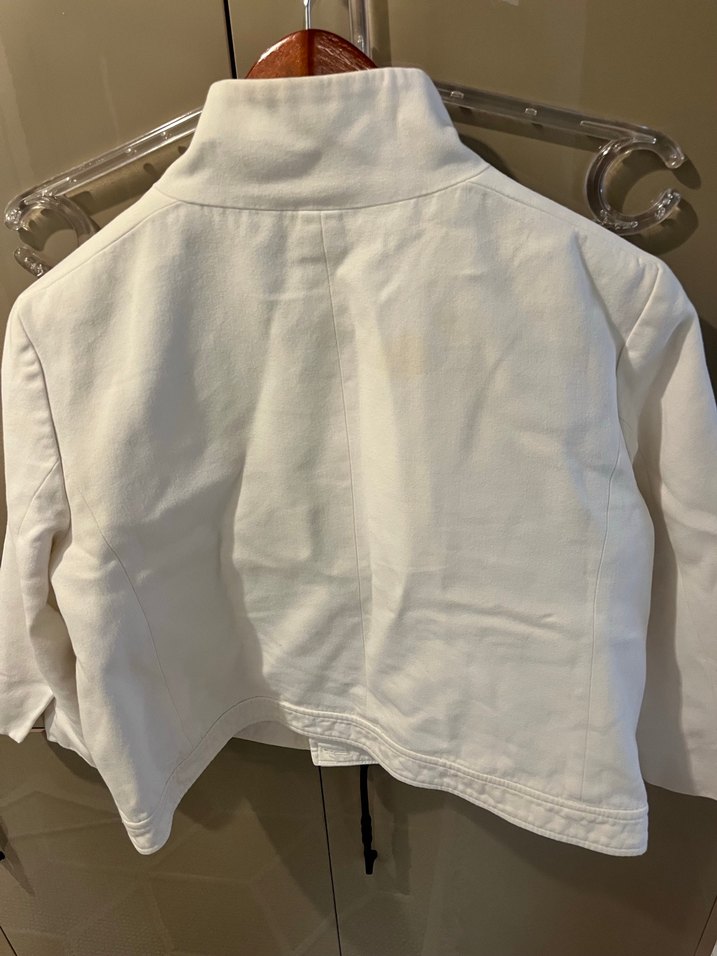 Düğmeli Beyaz Kadın crop  Ceket - Görsel 5