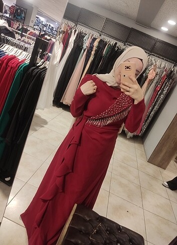 38 Beden kırmızı Renk Abiye elbise