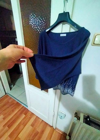 Mavi Nakışlı Kadın Pamuklu Vakko - Görsel 3