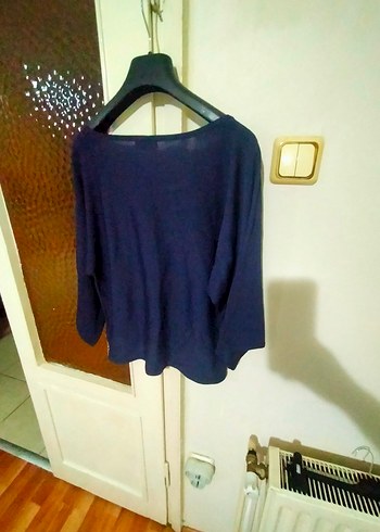 Mavi Nakışlı Kadın Pamuklu Vakko - Görsel 4