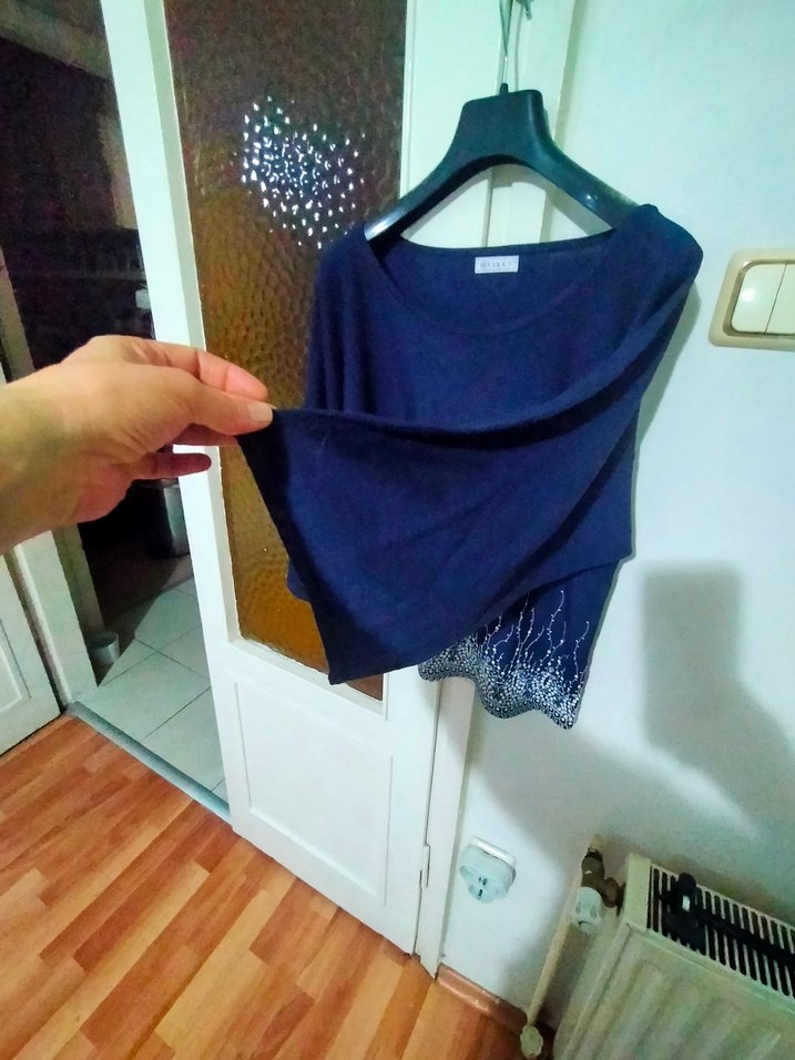 Mavi Nakışlı Kadın Pamuklu Vakko - Görsel 3