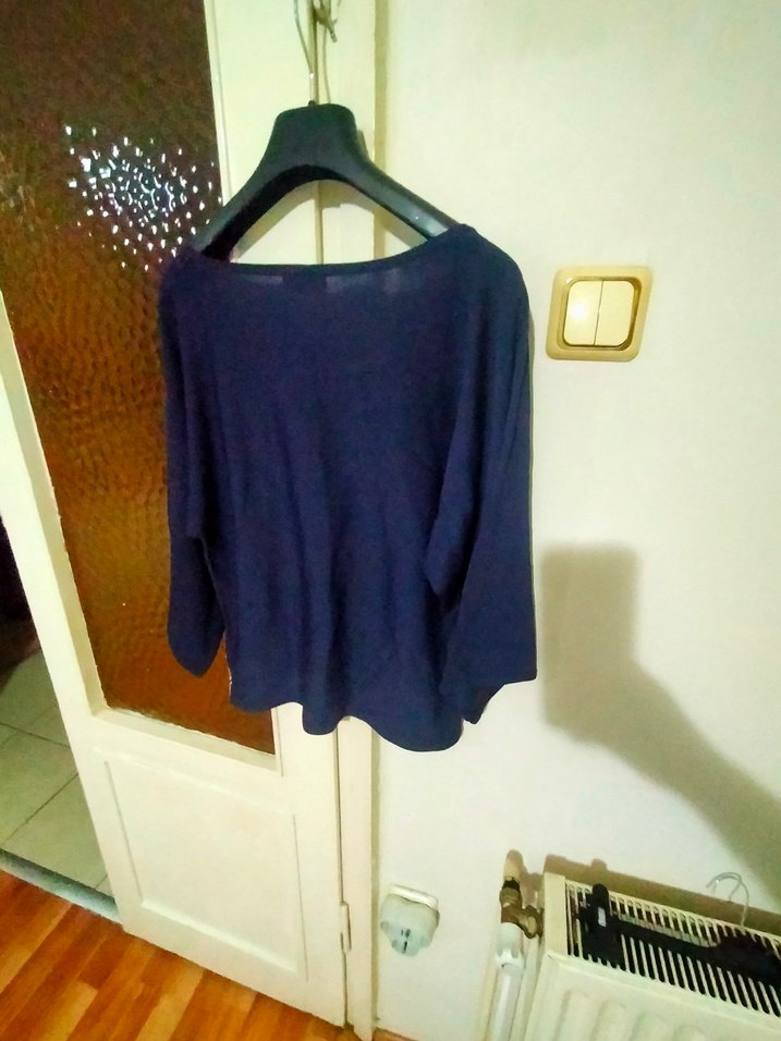 Mavi Nakışlı Kadın Pamuklu Vakko - Görsel 4